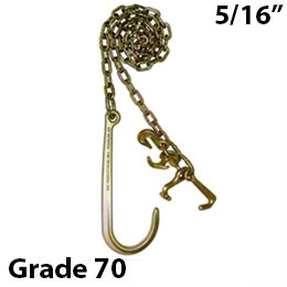 5/16 G70 Chain Assembly - 15 J-Hook and T Hook / Grab Hook